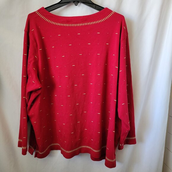 Bechamel II 3X Women's Flashy Top Pullover Red w/gold flecks long sleeve stretch - Picture 9 of 10